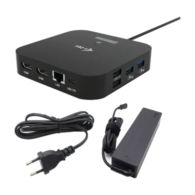i-tec USB-C Dual HDMI Docking Station with Power Delivery 100 W + Universal Charger 100W, Wired, USB 3.2 Gen 2 (3.1 Gen 2) Type-C, 100 W, 10,100,1000 Mbit/s, Black, 10 Gbit/s