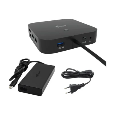 i-tec USB-C HDMI Dual DP Docking Station with Power Delivery 100 W + Universal Charger 100 W, Wired, USB 3.2 Gen 1 (3.1 Gen 1) Type-C, 100 W, 10,100,1000 Mbit/s, Black, 10 Gbit/s