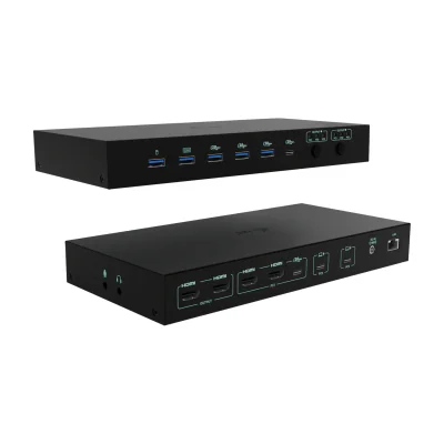 i-tec USB-C KVM Dock PRO for Three Hosts, Dual Video, with 2x Power Delivery, max 92W, Wired, USB 3.2 Gen 1 (3.1 Gen 1) Type-C, 92 W, 3.5 mm, 10,100,1000 Mbit/s, Black