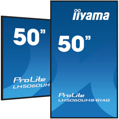 IIYAMA LFD LH5060UHS-B1AG 50" 4K UHD professional digital signage 3840x2160 16:9 500 cd/m2 1200:1 8ms Android 11 OS, iiSignage2, FailOver, EShare landscape, portrait "LH5060UHS-B1AG"