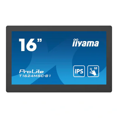 IIYAMA Monitor LED T1624MSC-B1 15.6" Full HD PCAP 10pt touchscreen monitor with IPS panel technology, integrated media player and a hinged stand on the back "T1624MSC-B1"