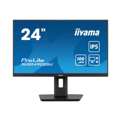IIYAMA Monitor LED XUB2492QSU-B1 23.8" IPS 2560 x 1440 @100Hz 300 cd/m2 1000:1 0.5ms HDMI DP USB-Hub height, swivel, tilt, pivot (rotation both sides) 3y "XUB2492QSU-B1"
