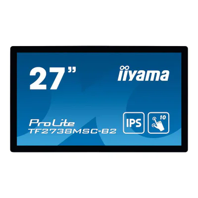 IIYAMA Monitor 27" PCAP Bezel Free 10-Points Touch, 1920x1080, IPS panel,DVI,HDMI,DP,425cd/mp,1000:1,5ms,Landscape,Portrait or Table mount,2x3W, MultiTouch "TF2738MSC-B2"
