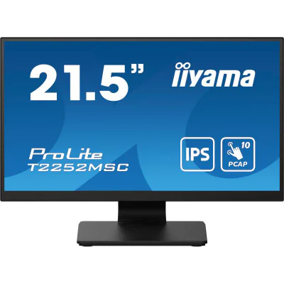 iiyama ProLite T2252MSC-B2. Display diagonal: 54.6 cm (21.5"), Display resolution: 1920 x 1080 pixels, HD type: Full HD, Display technology: LCD, Response time: 5 ms, Native aspect ratio: 16:9, Viewing angle, horizontal: 178°, Viewing angle, vertical