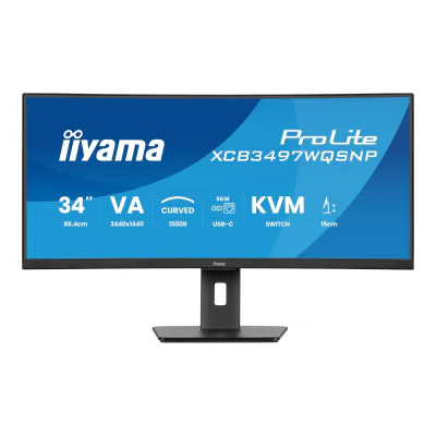 Monitor VA LED Iiyama 34" XCB3497WQSNP-B1, WQHD (3440 x 1440), HDMI, DisplayPort, Boxe, Ecran curbat (Negru) "XCB3497WQSNP-B1"