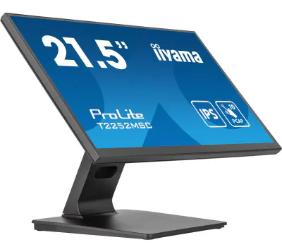 iiyama ProLite T2252MSC-B2. Display diagonal: 54.6 cm (21.5"), Display resolution: 1920 x 1080 pixels, HD type: Full HD, Display technology: LCD, Response time: 5 ms, Native aspect ratio: 16:9, Viewing angle, horizontal: 178°, Viewing angle, vertical