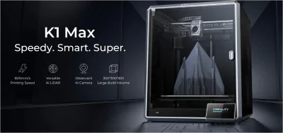 Imprimanta 3D Creality K1 MAX, Tehnologie FDM, viteza printare 600mm/s, Precizie 100 +/-0.1mm, Diametru filament: 1.75mm, tip filament compatibil: ABS/PLA/PETG/PET/TPU/PA/ABS/ASA/PC/PLA-CF/PA-CF/PET-CF, Transfer fisier: USB drive,WIFI temperatura duz