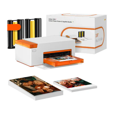 Imprimantă foto portabilă Liene Amber M110 de 10 x 15 cm, cu 60 de coli de hârtie foto de 10 x 15 cm