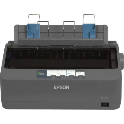 Imprimanta matriceala mono Epson LX-350, dimensiune A4, numar ace: 9 pini, viteza 15cpi, rezolutie 240x144dpi, memorie 128KB, limbaje de printare IBM PPDS, ESC/P, interfata USB 2.0, Bidirectional parallel, RS- 232, ribbon inclus, consumabile: S015637