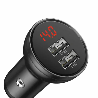 Baseus încărcător auto cu afișaj 24W + 3in1 Baseus trei culori primare cablu USB 1.2m