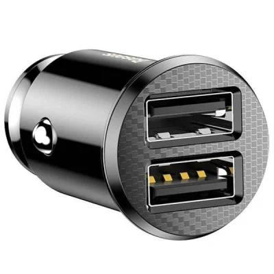 INCARCATOR auto Baseus Grain, 2 x USB Output 5V/3.1A, 15W total ambele porturi, pt. bricheta auto, alb "CCALL-ML02" - 6953156276529