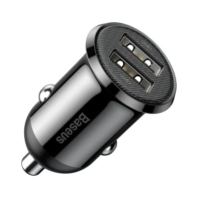INCARCATOR auto Baseus Grain Pro, 2 x USB (USB1 Output 5V/2.4A, USB2 Output: 5V/2.4A) pt. bricheta auto, black "CCALLP-01" - 6953156202009