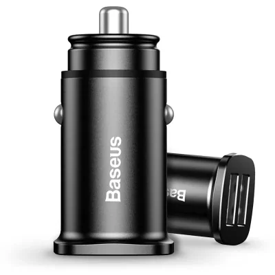 INCARCATOR AUTO Baseus Metal, QC3.0, 2 x USB, total output 30W, pt. bricheta auto, negru "CCALL-DS01" - 6953156284180