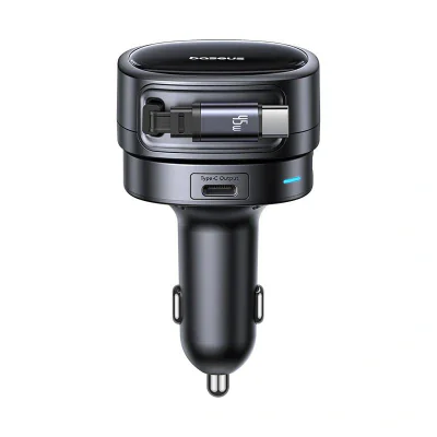 INCARCATOR auto Baseus PrimeTrip VR1, Quick Charge 60W, 1 x USB, 2 x USB Type-C, pt. bricheta auto, cablu retractabil, negru "C00069001121-00" - 6932172690274