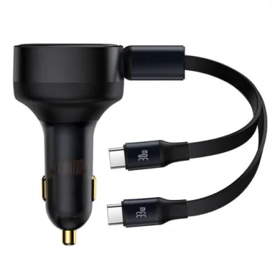 INCARCATOR auto Baseus Tiny Star, Quick Charge 33W, cablu integrat 2 x USB Type-C, negru "C00035500111-00" - 6932172629267