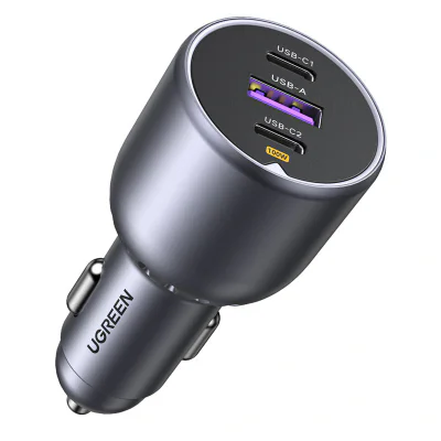 INCARCATOR auto Ugreen, "EC705" 1 x USB, 2 x USB Type-C total output 130W, pt. bricheta auto, negru "35025"