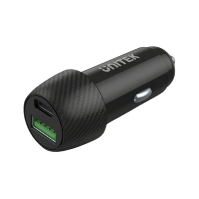 Încărcător auto USB UNITEK P1400A, Powertrain Duo, 12-24 V DC