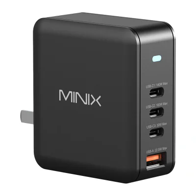 Încărcător de perete Minix P165 GaN cu 3 porturi USB-C și 1 port USB-A
