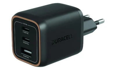 Incarcator Duracell, putere 65W, conectivitate GaN 2 x USB-C