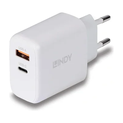 Incarcator Lindy USB A & C, 65W, putere intrare 100-240VAC, 50/60Hz 0.6A, putere iesire USB Type A: 5V 3A, 9V 2A, 12V 1.5A USB Type C: V V 3A, 9V 3A, 12V 2.5A, 15V 2A, 20V 1.5A, PPS33 11V 2.7A, PPS33 16V 1.88A USB Type A & C: 5V 3Apower, alb