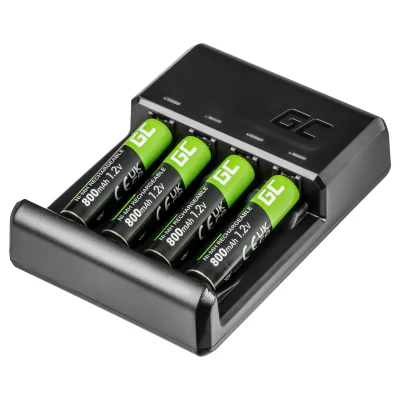 Încărcător pentru acumulatori Green Cell VITAL-CHARGER+4X-AAA-800-GC, Ni-MH, cu 4 acumulatori AAA 800 mAh