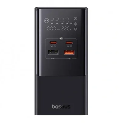 Incarator retea Baseus GaN Powerstrip, Quick Charge 100W, 2 x AC, 2 x USB Type-C Output 5V/3A, 2 x USB, lungime cablu 1.5m, negru