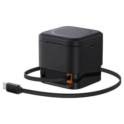 INCARCATOR RETEA Baseus MagPro 2-in-1 Magnetic, 25W, prindere magnetica incarcare wireless 15W, incarcare wireless MagPro Magnetic pentru iWatch 2.5W, negru, "P10264100123-01" - 6932172679064