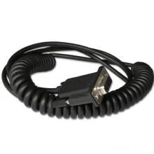Industrial Cable: RS232 (5V signals), black, DB9 Female, 3m (9.8´), coiled, 5V external power with option power on pin 9, w/o ferrite