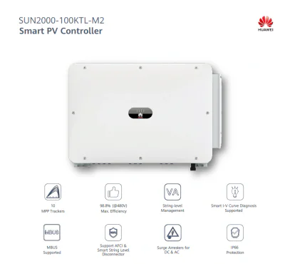 INVERTER HUAWEI SUN2000-100KTL-M2, AFCI, DC-SPD I+II