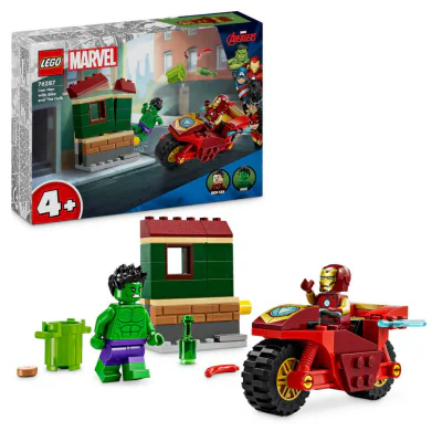 IRON MAN CU MOTOCICLETA SI HULK, LEGO 76287