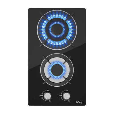 IsEasy MGBG-312A sobă pe gaz cu două zone și panou din sticlă