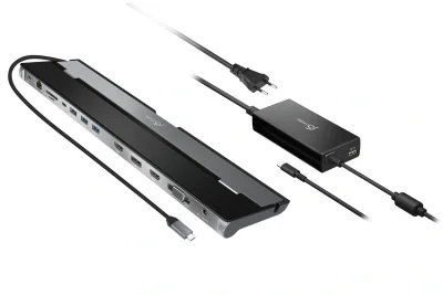 j5create JCD543P USB-C™ Triple Display Docking Station with 100W PD Adapter, Wired, USB 3.2 Gen 1 (3.1 Gen 1) Type-C, 100 W, 3.5 mm, 10,100,1000 Mbit/s, Black, Silver