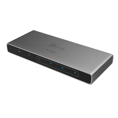j5create JDSH814 8K HDMI™ 2.1 4-Way Splitter, HDMI, 4x HDMI, 7680 x 4320 pixels, Grey, Aluminium, 8K Ultra HD