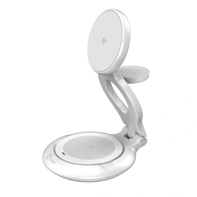 j5create Qi2 3-in-1 Magnetic Foldable Wireless Charging Station, Indoor, USB, Wireless charging, White