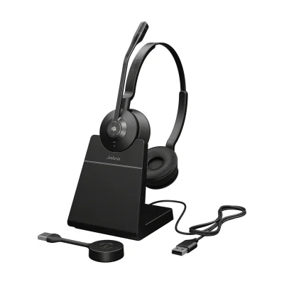 Jabra Engage 55 SE - USB-A MS Stereo (Include Stand), EMEA/APAC, Wireless, 40 - 16000 Hz, Office/Call center, 83 g, Headset, Black