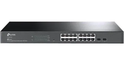 "JetStream™ 16-Port Gigabit Smart Switch with 2 Gigabit SFP Slots PORT: 16× Gigabit RJ45 Ports, 2× Gigabit SFP Slots SPEC: 1U 19-inch Rack-mountable Steel Case FEATURE: Integration with JetStream™ SDN Controller, Static Routing, 802.1Q VLAN, STP/RSTP