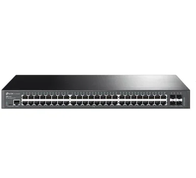 "JetStream™ 48-Port Gigabit L2+ Managed Switch with 4 10GE SFP+ Slots PORT: 48× Gigabit RJ45 Ports, 4× 10G SFP+ Slots, RJ45/Micro-USB Console Port SPEC: 1U 19-inch Rack-mountable Steel Case FEATURE: Integration with JetStream™ SDN Controller, Static 