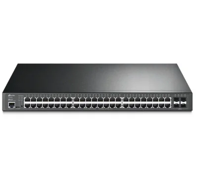 "JetStream™ 52-Port Gigabit L2+ Managed Switch with 48-Port PoE+ PORT: 48× Gigabit PoE+ Ports, 4× Gigabit SFP Slots, RJ45/Micro-USB Console Port SPEC: 802.3at/af, 384 W PoE Power, 1U 19-inch Rack-mountable Steel Case FEATURE: Integration with JetStre