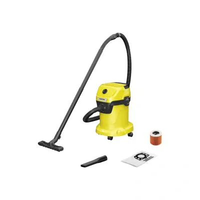 Kärcher WD 3 V-17/4/20. Maximum input power: 1000 W. Type: Drum vacuum, Cleaning type: Dry&wet, Dust container type: Dust bag, Dust capacity: 17 L. Noise level: 74 dB. Product colour: Black, Yellow