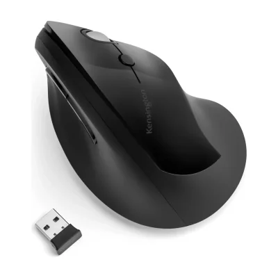 Kensington Pro Fit Ergo Vertical Wireless Mouse, RF Wireless, Black
