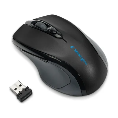 Kensington Pro Fit Mid-Size Wireless Mouse, Optical, RF Wireless, 1600 DPI, Black