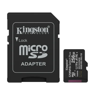 Kingston Technology 256GB microSDXC Canvas Select Plus Gen3 150MB/s A1 Card + Adapter, 256 GB, MicroSDXC, Class 10, UHS-I, 150 MB/s, Class 1 (U1)