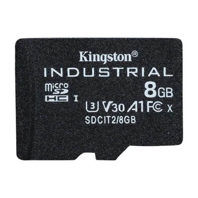 Kingston Technology 8GB microSDHC Industrial C10 A1 pSLC Card Single Pack w/o Adapter, 8 GB, MicroSDHC, Class 10, UHS-I, 100 MB/s, 80 MB/s