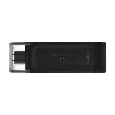 Kingston Technology DataTraveler 64GB USB-C 3.2 Gen 1 70, 64 GB, USB Type-C, 3.2 Gen 1 (3.1 Gen 1), Cap, 7 g, Black