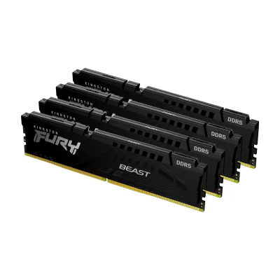 Kingston Technology FURY Beast 128GB 5200MT/s DDR5 CL40 DIMM (Kit of 4) Black XMP, 128 GB, 4 x 32 GB, DDR5, 288-pin DIMM, Black
