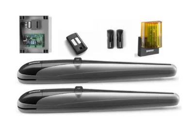 Kit automatizare pentru porti batante KBOB21M Beninca, kitul contine 2xbrate electromecanice KBOB21M 220V, 1 x unitate control Heady cureceptor inclus, 1 x set fotocelule PUPILLA , 1 x lampasemnalizareLAMPI.LED, 1 x telecomanda, temperatura de functi