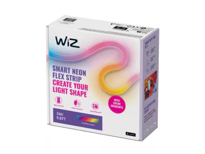 Kit Banda LED RGB inteligenta WiZ Connected Neon Flex Strip, Wi-Fi ,Bluetooth, sursa de alimentare inclusa, 24W, lumina alba si color (2700-6500K), IP20, 3 metri