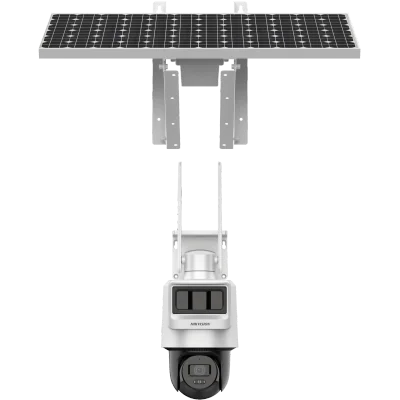 Kit cameră de supraveghere IP PT solară 4 MP 4G HIKVISION DS-2DE2C400IWG-K/4G/C09S20(2.8MM), panou 20 W, baterie 90 Wh, 2.8 mm, IR 30 m, microfon, difuzor, White