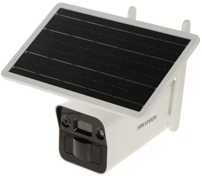 Kit cameră de supraveghere IP solară 4 MP 4G HIKVISION DS-2XS2T41G1-ID/4G/C05S07(4MM), panou 7 W, baterie 51 Wh, 4.0 mm, IR 30 m, microfon, difuzor, White