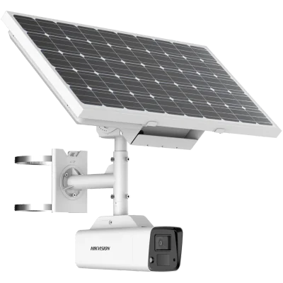 Kit cameră de supraveghere IP solară 4 MP ColorVu 4G HIKVISION DS-2XS2T47G1-LDH6, panou 40 W, baterie 180 Wh, 6.0 mm, WL 30 m, microfon, difuzor, White